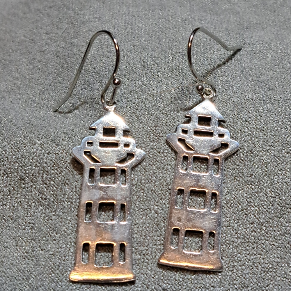 Sterling Silver Lighthouse Earrings - image 1